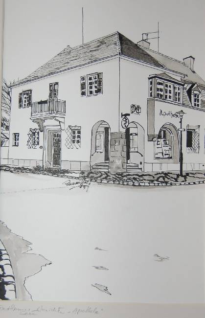 717  Ernstbrunner Ansichten Serie Apotheke 2009  Tuschez.  25,8 x 34 p350  PP