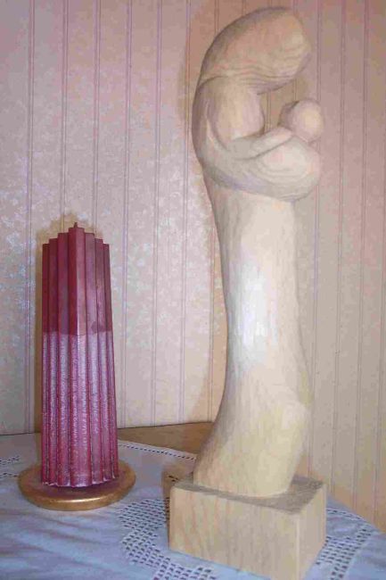 03  Maria m.Kind u. Kerze Fichte Oberfl. Natur-unbeh. 37 cm